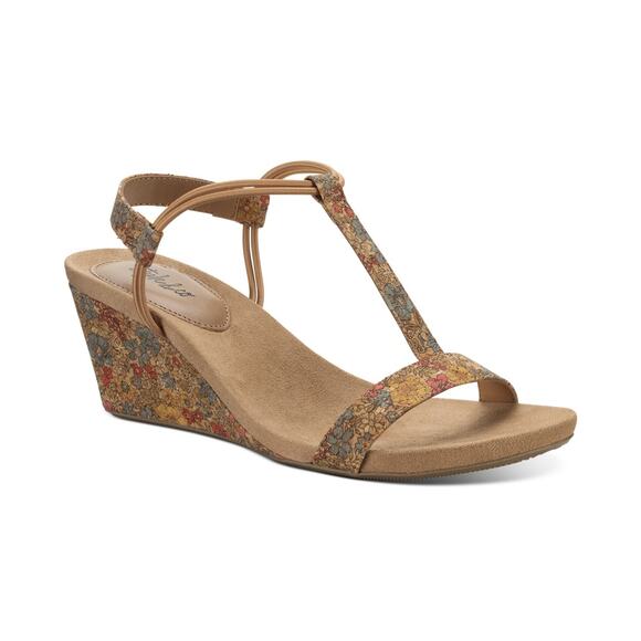 Style & Co Women's Mulan Wedge Open-Toe Sandals, Floral Cork 2 Size 10M - Picture 1 of 5